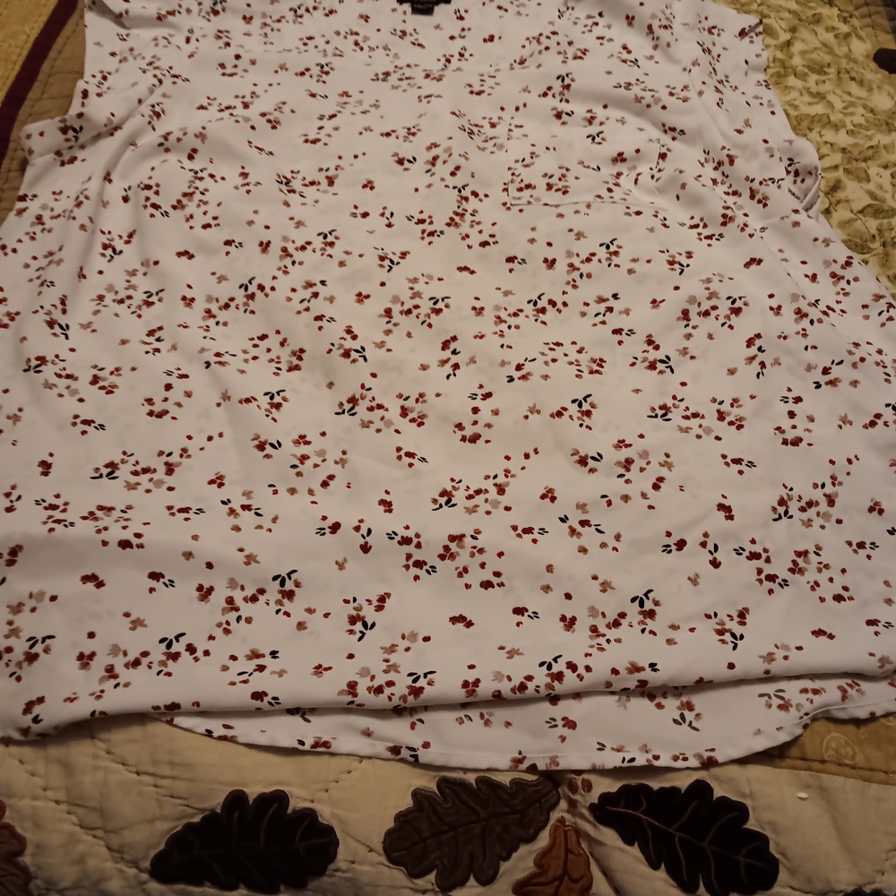 Dalia White and Red Floral Blouse